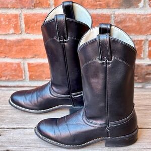 Laredo Women’s Black Leather Western Biker Roper Cowboy Boots Sz 6M